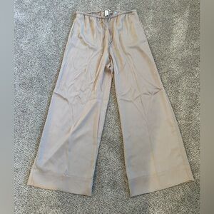 H&M Beige Elastic-Waist Wide Leg Pants